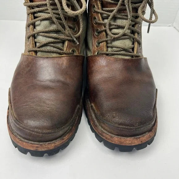 Timberland Boot Company Tackhead Men 8W Leather Canvas Lace Up Boots Vibram Sole